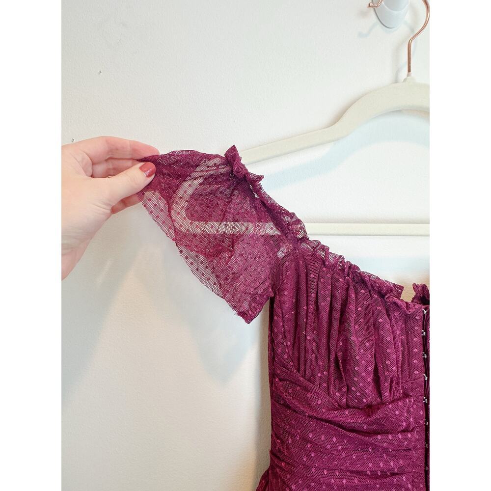 Lulu's Burgundy tulle dress midi length size XS - Picture 8 of 14